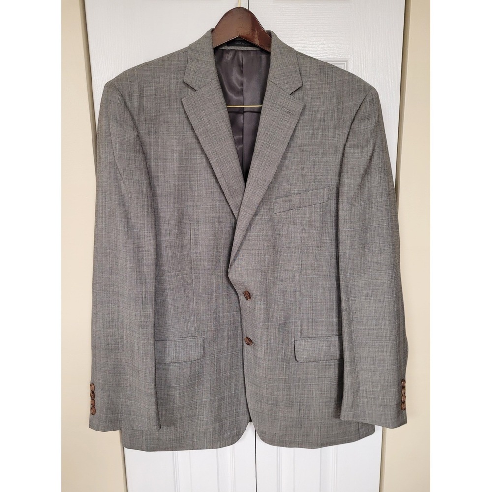 LAUREN Ralph Lauren Mens Gray Plaid 100% Wool Sport Coat Blazer Size 44R